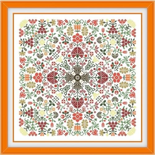 Flower pattern B cross stitch kit Dreampattern 18ct 14ct 11ct unprint canvas embroidery DIY needlework wall decor