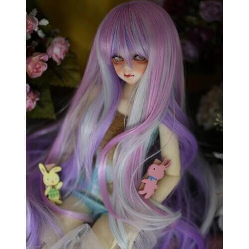 New BJD 1/3 22-23cm 1/4 18-18.5cm long purple mix Hair Color mixing BJD.SD MSD Doll Wig