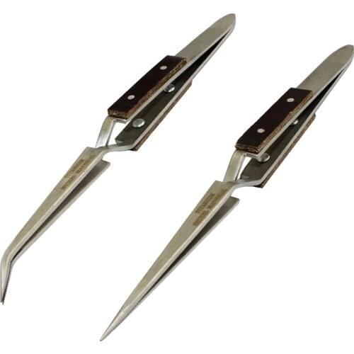 Jewelry Tweezer Straight Curved Tip Selflock Cross Locking DIY Making Tool