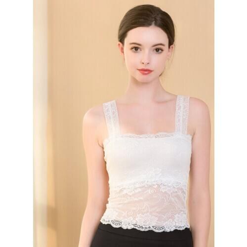 Womens 100% Real Silk Lining with full Lace Non-Pads Mini Camisole Half Cami 3086