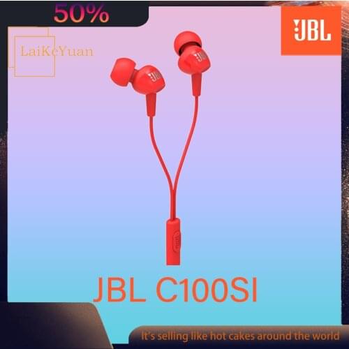 JBL C100Si 3.5mm Wired Stereo Earphones Deep Bass Music Gaming Earbuds Sports Headset Hands-Free Call with Mic