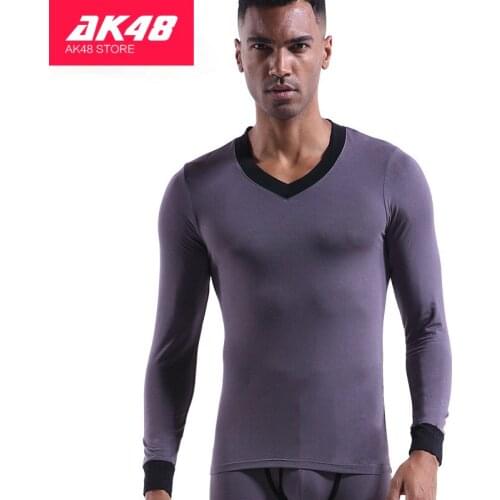 BOBTXS Autumn Winter One Piece Jacket Mens Thin Modal Autumn Clothes Slim V-neck Bottoming Underwear Thermal Underwear Men