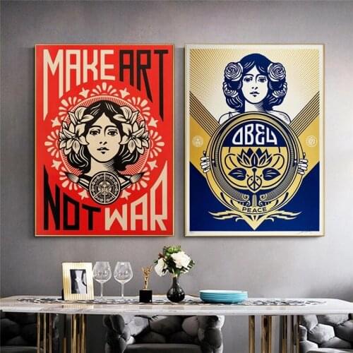 Vintage Art Canvas, Printed Painting, Shepard Fairey, Wall Picture, Living Room, Bedroom, Home Decor