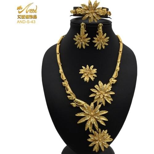 Jeweler Sets For Women Simple Necklace Women With Earring Fine For Women Pendientes Bridal Vintage Earrings Bangles Flowers