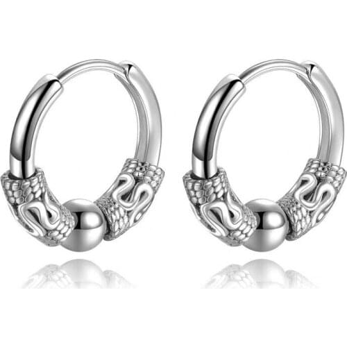 Factory Wholesale New Fashion Personality Dragon Totem Circle Stainless Steel Hoop Earrings for Women