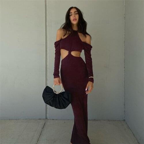 2021 autumn womens fashion trend womens new long sleeve hollow out hip slim dress