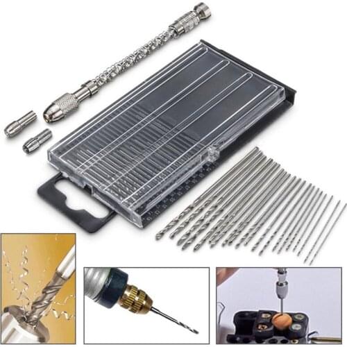 1Set Mini Hand Drill Tools Micro Twist Drill Hss Bits With Semi-Automatic Handdrill Suit Micro Hobby Craft Jewelry Wood