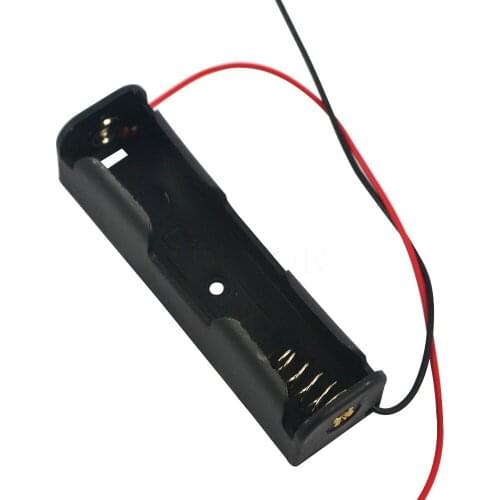 10Pcs/set Battery Holder Box Small Plastic 18650 Battery 3.7V Clip Storage Holder Box Case Black With Wire Lead