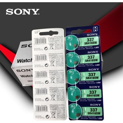 200pcs Sony 100% Original 337 SR416SW 1.55V Silver Oxide Watch Battery SR416SW 337 Button Coin Cell MADE IN JAPAN
