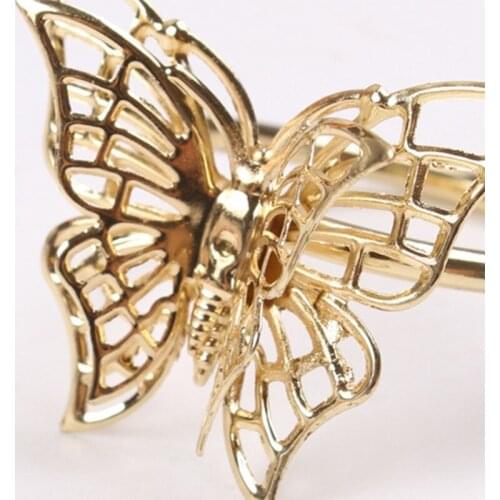 203F Napkin Rings Set of 4 Gold Butterfly Napkin Rings Napkin Holders for Wedding Banquet Dinner Decor Favor Tabletop Adornme