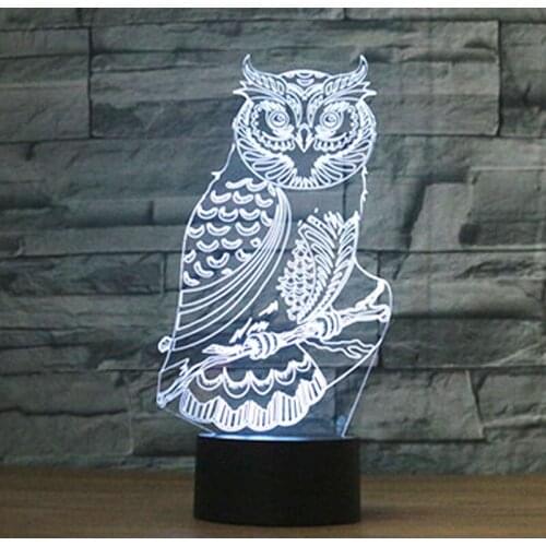 3d Led Night Lights Spiritual OWL with 7 Colors Light for Home Decoration Lamp Amazing Visualization Optical Illusion Awesome