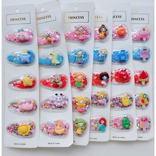 5pcs/10pcs/20pcs Girl hair clip Children Quicksand hairpin Baby hair accessories cute kids barrette Hair ornaments