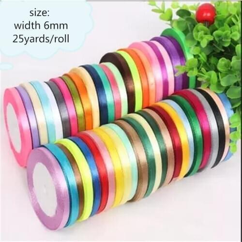 6mm 20pcs/lot color package silk ribbon stock cake/Floral materials/gift/flowers packaging/DIY ribbon handmade packing tape