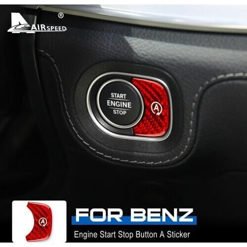 AIRSPEED Carbon Fiber for Mercedes Benz GLS X167 GLE W167 W464 Accessories Interior Trim Car Engine Start Stop Button A Sticker