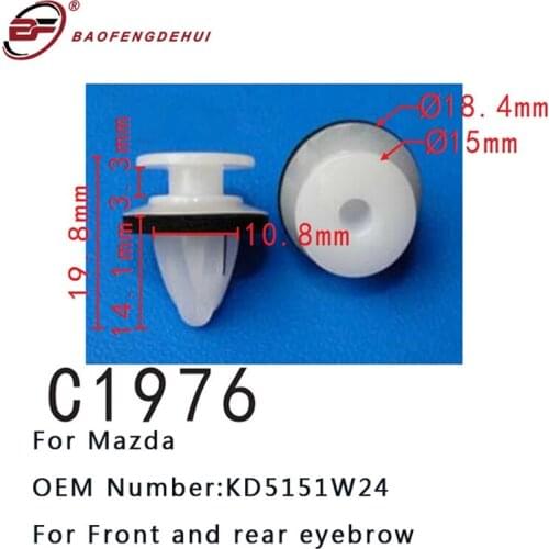 Auto Fastener For Mazda Bumper Fastener Clip Fit Front And Rear Car Eyebrow Kd5151w24