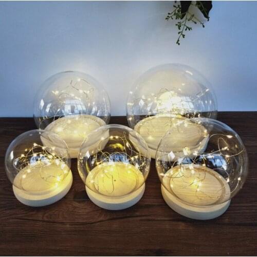 Free Shipping Luminous Log Base Round Shaped Glass Dome Vase Home Decoration Transparent Cover DIY Wedding Friend Gift