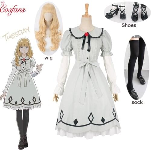 CAROLE & TUESDAY TUESDAY Lolita Dress Uniform Outfit Anime Cosplay Costumes Halloween women men cosplay costume Wig socks shoes