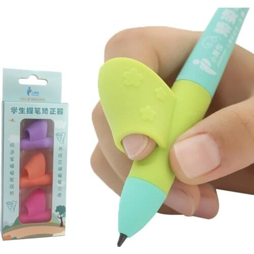 Color Random 3 Pencils Handle Right Hand Helps Children Learn Holding Pen And Writing Posture Correction Magic Fits Pencil Soft
