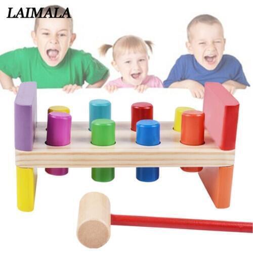 Wooden Pounding Bench With Hammer Kids Preschool Toys Multifunctional Tool Maintenance Box Baby Nut Combination