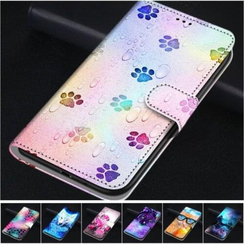 Card Pocket Kids Leather Case For ZTE Blade 20 Smart V9 V10 Vita A3 A5 A7 2019 A7S L8 Book Style Phone Bag Footprint Tiger P08F