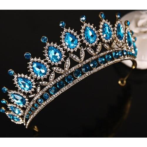 Princess Birthday Tiaras and Bridal Wedding Crowns Sapphire Crystal Semicircle Headband Jewelry Headdress Accessories For Women