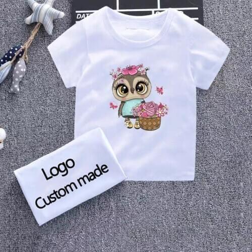 Owl Print Girls T Shirt Children Clothing Boys Cotton Baby Short Sleeve T-shirts Kids Boy Girl Casual Cute T-shirt 2-8Y Shirts