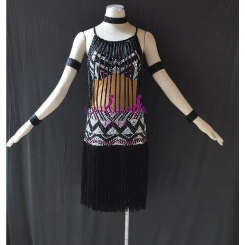 KAKA-NL15123,Women Dance Wear,Pear Beading Latin Dress,Salsa Dress Tango Samba Rumba Chacha Dress,women dance dress