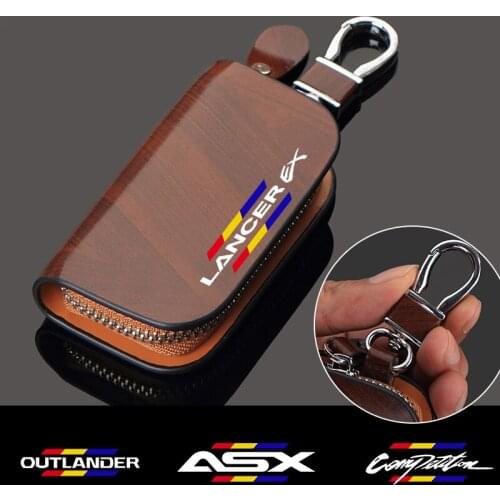 Leather Car Key Case For Mitsubishi Lancer 10 9 EX Outlander 3 ASX L200 Competition Key Case Cover Remote Cover Car Accessories