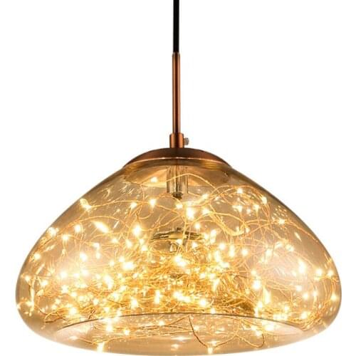 Creative Pendant Lights Modern LED Lamp Living Room Suspension Lamp Starry Glass Ball Dining Room Bedroom Home Lighting PA0444