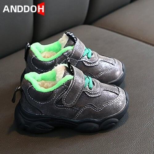 Size 21-25 Baby Casual Warm Plus Cotton Running Sneakers for Boys Girls Children Thicken Fleece Sneaker Kids Light Toddler Shoes