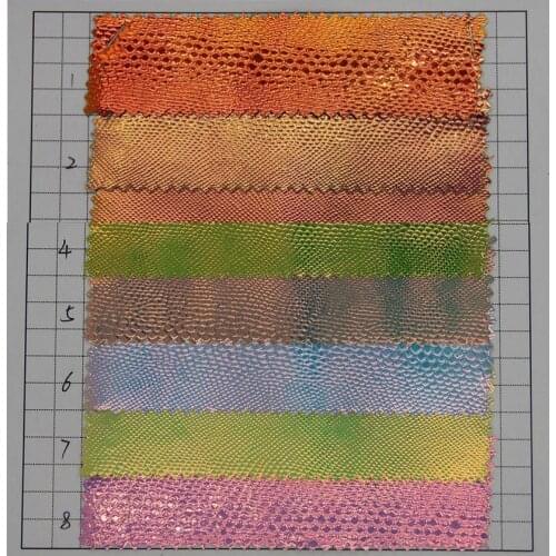Laser snake grain leather decorated leather change color chameleon synthetic PU leather Holographic fabric material