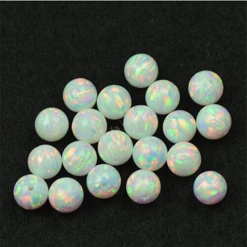 Hotsale Wholesale round 2mm-10mm drilled hole white fire OP17 opal synthetic opal beads for jewelry earrings making