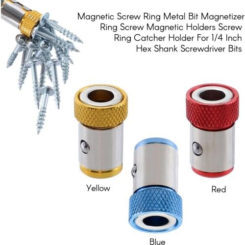 Magnetic Screw Ring Metal Bit Magnetizer Ring Screw Magnetic Holders Screw Ring Catcher For 1/4 Inch Hex Shank Screwdriver Bits