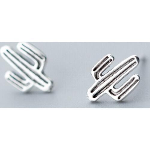 MloveAcc Hot Sale 925 Sterling Silver Vintage Cactus Stud Earrings for Women Authentic Silver Jewelry Bijoux