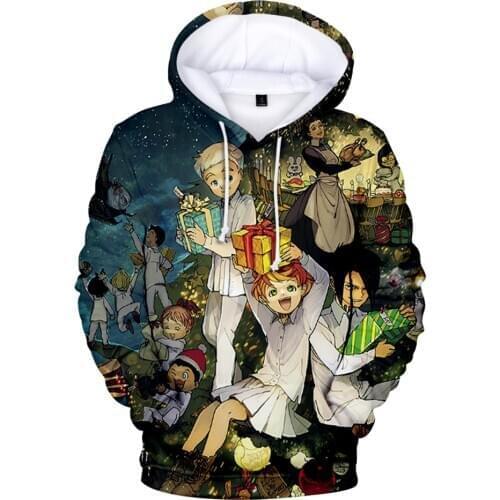 Funny Novelty The Promised Neverland 3D Print Hoodies Sweatshirts Boys/Girls Long Sleeve Sweatshirt Casual Anime Pullovers Tops