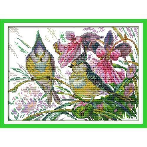 The early spring birds cross stitch kit flowers count print 18ct 14ct 11ct hand embroidery DIY handmade needlework supplies bag