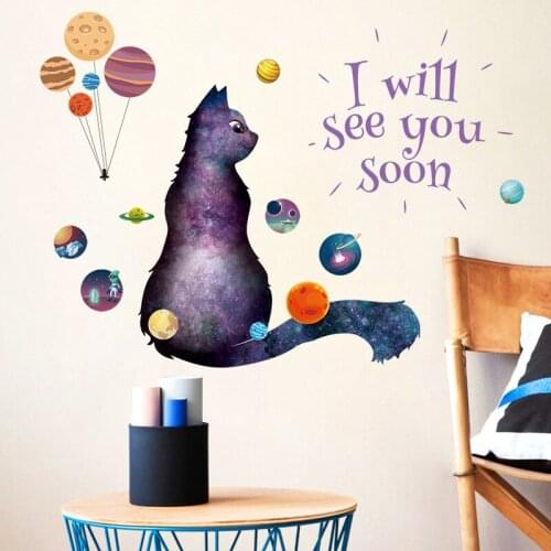Nordic Style Starry Sky Animals Wall Stickers for Bedroom Living Room Decoration Vinyl Art Decals Cat Eagle Mural Home Decor