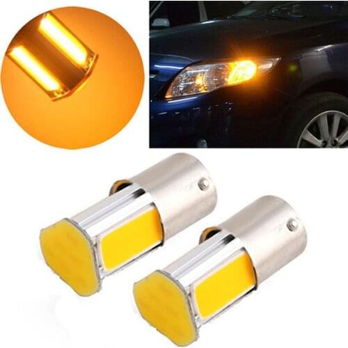 New Super Light 2Pcs 12V 1157 4 COB LED Car Turn Signal Rear Light High Quality Low Consumption Lamp Bulb Amber Yellow#268798