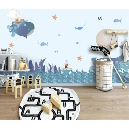 Custom Kids papel de parede, marine whale 3D murals for living room children room sofa backdrop home decor wallpaper