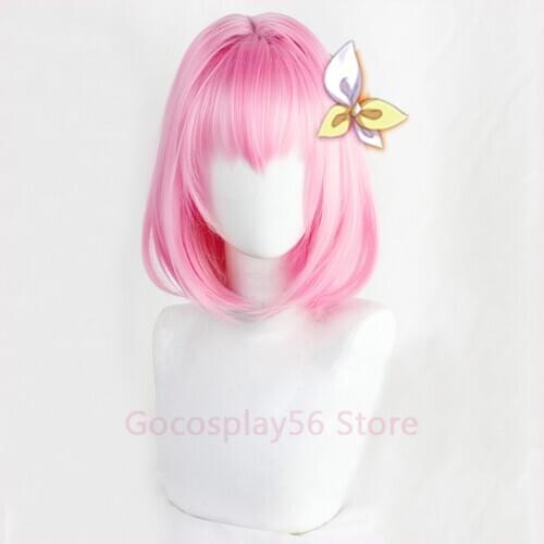 Ootori Emu Cosplay Wig Pink Short Straight BOBO Lolita Daily Wear Heat Resistant Hair Adult Halloween Role Play