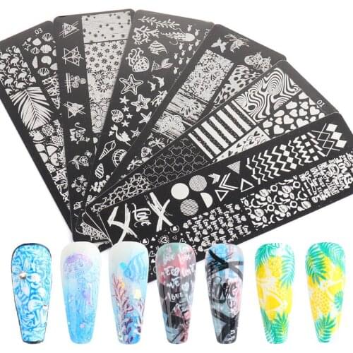 Nail Art Transfer Plate Animal Underwater World Love Maple Leaf Butterfly Flamingo Nail Template Transfer Stamping Plates Nails