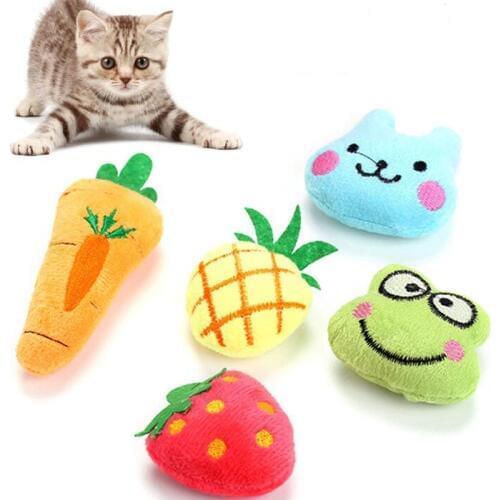 Pet Cat Plush Toy With Catnip Fruit Animal Pet Kitten Chewing Vocal Toy Claws Thumb Bite Cat mint For Cats Cute Cat Accessories