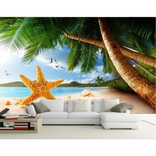 Custom photo wallpaper for walls 3 d mural wallpapers Beach starfish tree seascape background wall decoration painting picture