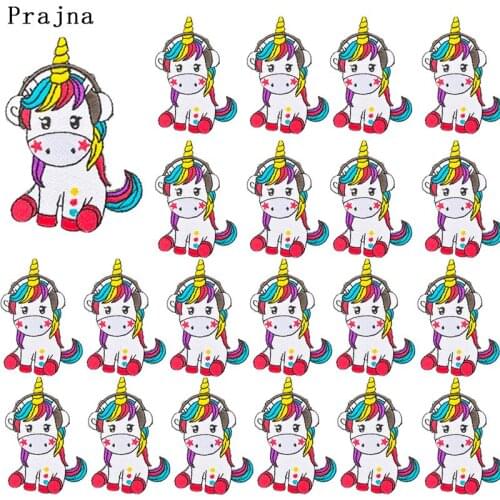 Prajna 10PCS Wholesale Hippie Unicorn Embroidery Iron On Patches For Clothes Sewing Patch Kids Sticker Applique Unicorn Badges