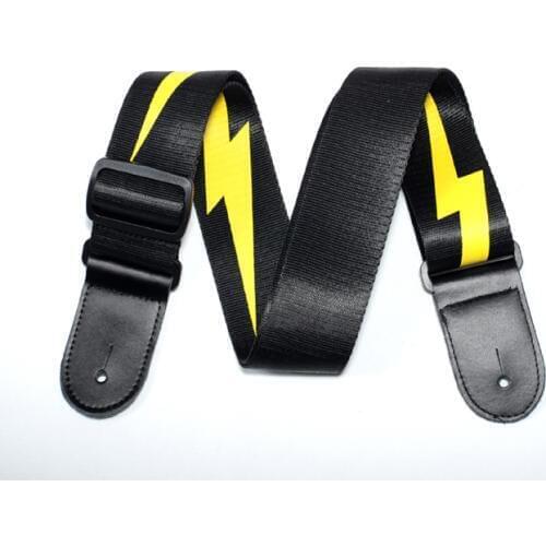 Genuine leather Head Yellow lightning Electric Guitar Strap Acoustic ukulele Folk Jazz Guitar Musical Instrument Accessories