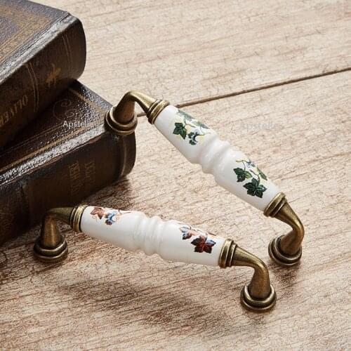 Cabinet Cupboard Knob Kitchen Drawer Pulls Zinc Alloy and Ceramic Door Furniture Hardwares European Fashion Ivory White Copper