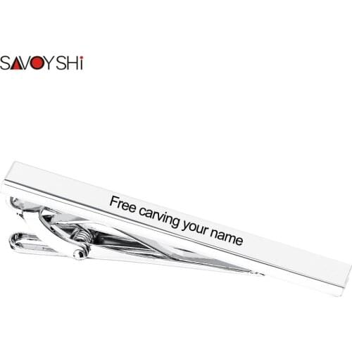SAVOYSHI Tie Clip Pin Clasp for Mens Tie Special Gift High Quality Blank Silver Color Tie pins Brand Jewelry Free Carving Name