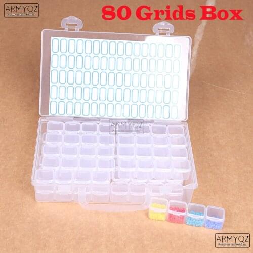 28/56/80 Grid Plastic Storage Box 5D Diamond Painting Beads Display Case Container Drill Container for Diamond Art Jewelry