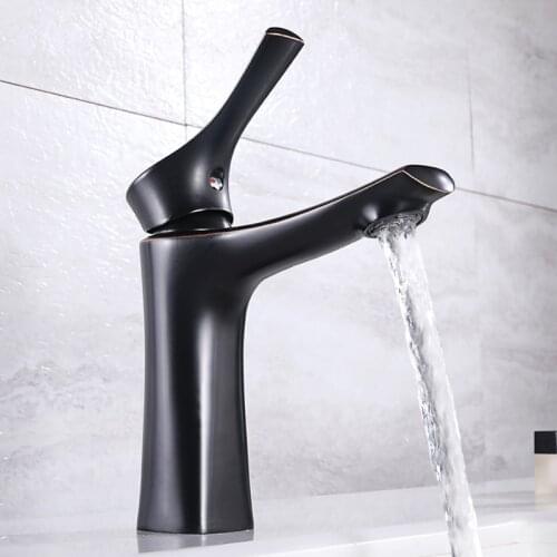 Bathroom Faucet Black Basin Faucet Cold And Hot Sink Mixer Sink Tap Single Handle Deck Mounted Single Hole Water Tap
