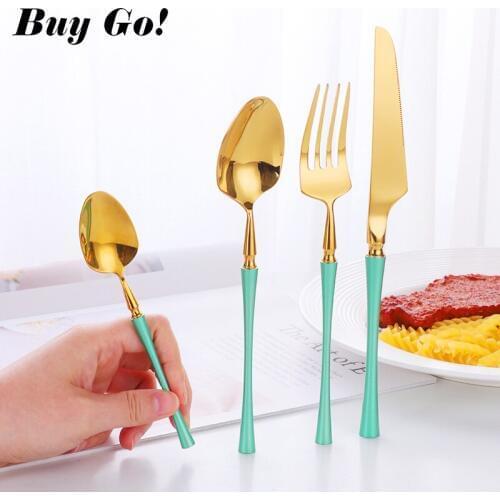 New Style Black Gold Dinnerware Set Stainless Steel Western Food Tableware Luxury Fork Teaspoon Knife Cutlery Set Drop shipping
